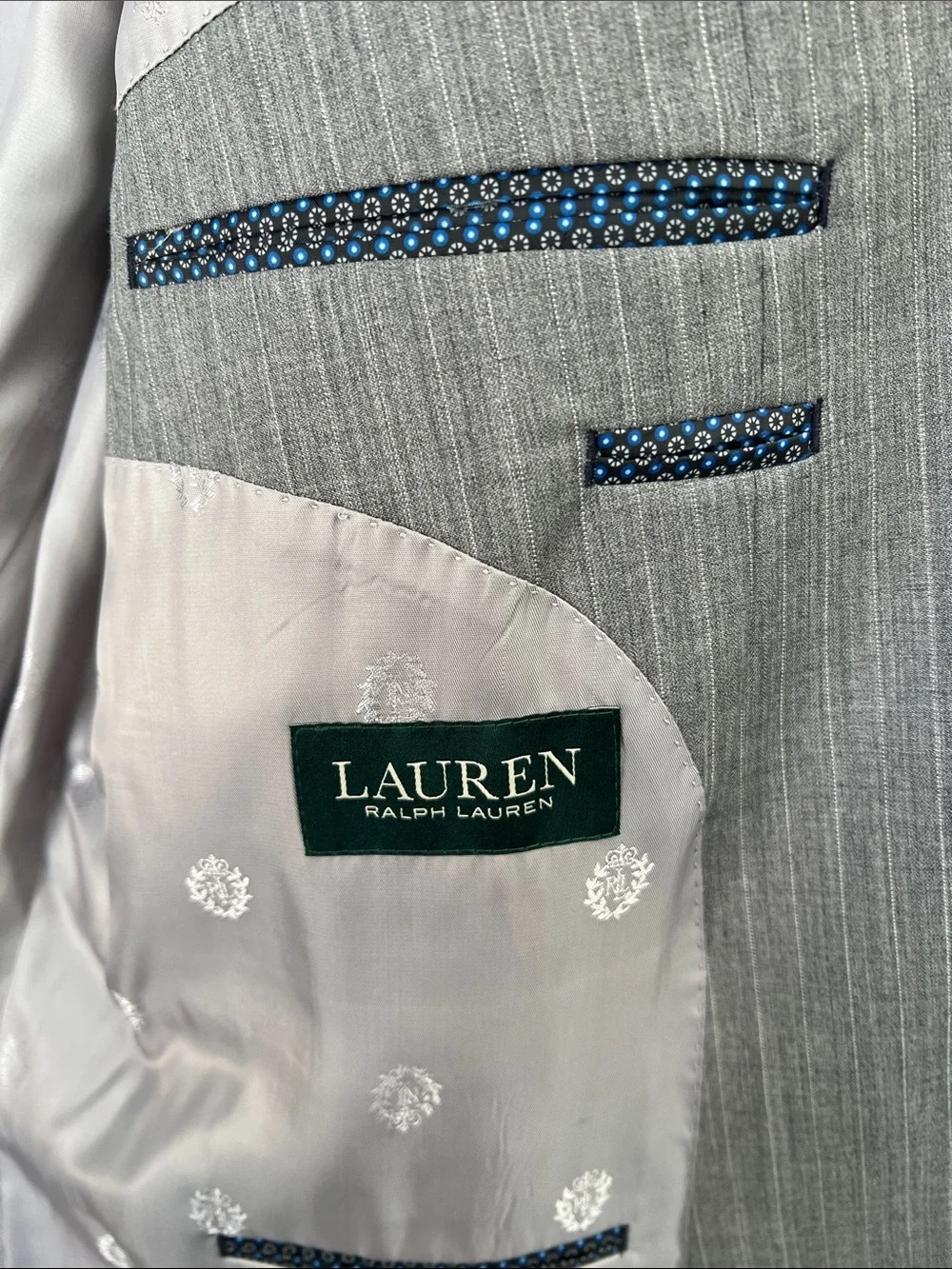 Ralph Lauren Men's Gray Pinstripe Suit Blazer
